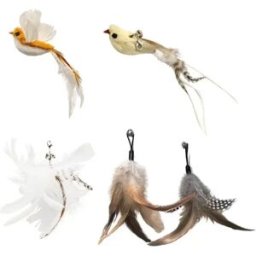INF Ensemble de Jouets Interactifs pour Chat : 2 Plumes d'Oiseau et 3 Recharges de Plumes (Ensemble de 5 Pièces)