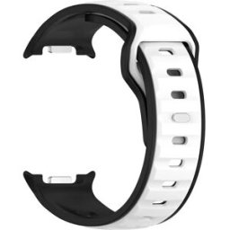 INF Bracelet de remplacement en silicone bicolore compatible avec Samsung Galaxy Watch8 / Galaxy Watch8 Classic - Fermoir à Blanc