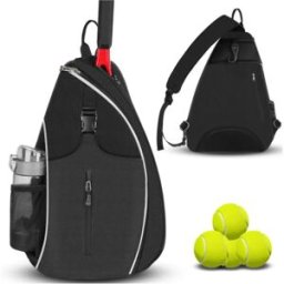 INF Sac de raquette de badminton imperméable, sac de tennis croisé à une épaule Le noir
