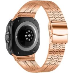 INF Bracelet de montre en acier inoxydable compatible avec Samsung Galaxy Watch Ultra 8, design à cinq perles avec boucle Or rose