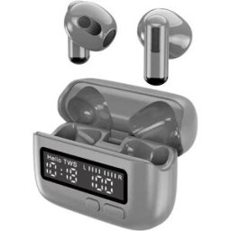 INF Écouteurs Bluetooth Style BB Rétro avec Affichage Numérique BPG - Écouteurs Intra-Auriculaires Sans Fil Gris