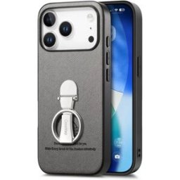 INF Étui en Cuir PU Gris Compatible avec iPhone 17 Air avec Support Anneau Rotatif à 360°