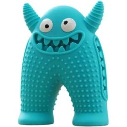 INF Jouet à mâcher Little Monster en silicone - Jouet dentaire texturé de qualité alimentaire avec sifflet, lavable, bleu