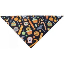 INF Bandana Triangle pour Animaux de Compagnie - Motifs d'Halloween Festifs et Confortables Noir + Orange