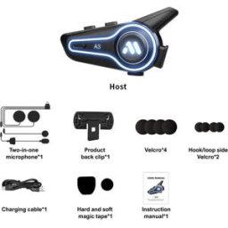 INF Écouteur Bluetooth A3 pour casque - LED RGB, IP67, Bluetooth 5.4, 1000mAh, microphone deux-en-un