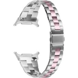 INF Bracelet compatible avec Samsung Galaxy Watch8 en acier inoxydable, design élégant à trois maillons, finition bicolore Rose