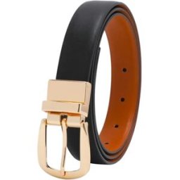 INF Ceinture réversible femme à boucle à ardillon rotative, cuir microfibre et boucle en alliage, convient 40-70kg Or