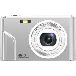 INF Appareil photo numérique 48MP FHD 1080p avec zoom 16x et carte mémoire de 32 Go Argent