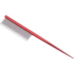 INF Peigne de toilettage pour animaux de compagnie en acier inoxydable avec queue pointue pour chiens et chats Rouge