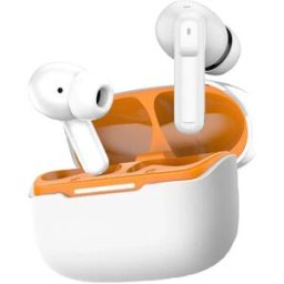 INF Écouteurs Bluetooth Six Micros ANC+ENC : Son Haute Définition et Confort Blanc+Orange