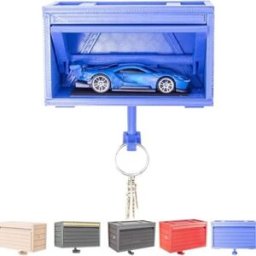 INF Porte-clés Garage Auto avec Porte Ouvrante - Porte-clés en Plastique Original pour Rangement Sûr des Clés Bleu
