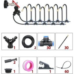 INF Kit d'arrosage en Y 15m - Buses de brumisation 360° réglables, tuyau flexible PE