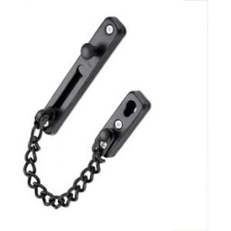INF Verrou de porte intérieur - Serrure de sécurité à chaîne anti-vol sans perçage avec vis Le noir