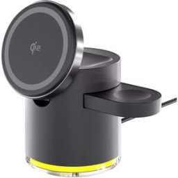INF Chargeur sans fil magnétique pliable 3-en-1 : Station de charge rapide Qi2 15W pour smartphones, montres et écouteurs Le noir