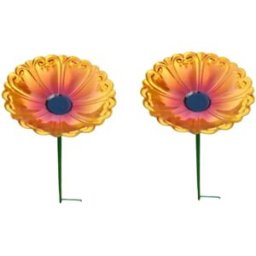 INF Mangeoire et abreuvoir bain fleur en métal pour jardin - Lot de 2, fer, multi-couleurs, station tout-en-un Orange