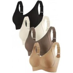 INF Soutien-gorge sans coutures sans armatures grande taille - Chair, Café, Noir, Blanc (Pack de 4) pour Maintien et Galbe XL