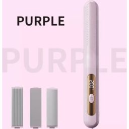 INF Coiffeur sans fil 3-en-1 avec têtes magnétiques interchangeables - Lisseur, Boucleur, Crimper, Écran LCD, Portable Violet