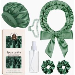 INF Ensemble 6 pièces de bigoudis en satin sans chaleur - Tiges de coiffage nocturnes pour boucles naturelles et lisses Vert