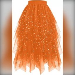 INF Longue Jupe en Tulle à Sequins pour Femmes - Robe de Soirée Trapèze Taille Haute L Orange