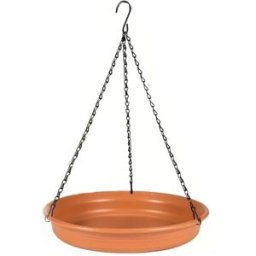 INF Bain d'oiseaux suspendu avec mangeoire - Fer et plastique, fonction de bain automatique pour jardin et patio Rouge