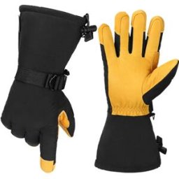 INF Gants de Ski en Cuir de Vachette Jaune avec Isolation 3M - Coupe-Vent et Chauds
