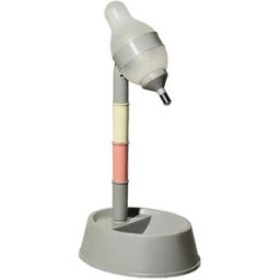 INF Distributeur d'eau réglable pour animaux - 2-en-1 ABS anti-goutte avec bouteille 528ml et réservoir 2.2l, base Gris