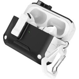 INF Étui de protection pour écouteurs Bluetooth compatible avec AirPods Pro/Pro 2 avec verrouillage magnétique et support de Blanc + Noir