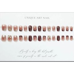 INF Patchs d'ongles courts rouge vin et strass français - Élégants et faciles