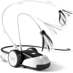 INF Jouet voiture rechargeable pour chat - Activation tactile 2 vitesses, queue et plumes remplaçables, ABS+Silicone+composants Le noir