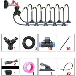 INF Kit d'irrigation en Y - Tuyau PE multicolore 5m avec buses pivotantes 360° réglables, goutte à goutte et brumisation