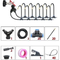 INF Kit d'irrigation micro PE 10m séparateur en Y multicolore avec brumisation réglable et buses orientables