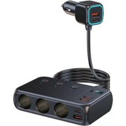 INF Chargeur de voiture USB double avec USB-C PD 30W & QC3.0, affichage de tension numérique, charge rapide 12-24V