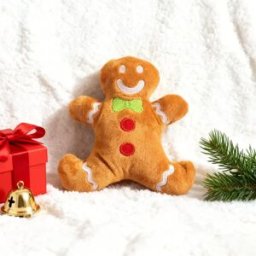 INF Jouet à mâcher de Noël pour animaux - Bonhomme en pain d'épice couineur