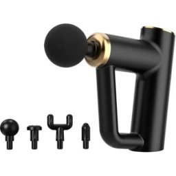 INF Mini pistolet de massage fascia avec écran LCD - masseur musculaire portable à main, moteur à balais, 6 vitesses, charge Le noir