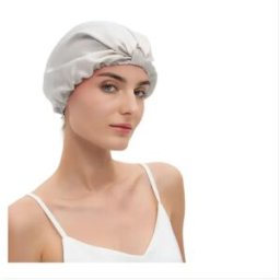 INF Bonnet de sommeil ajustable noué en tissu semblable à la soie - Bande élastique douce pour nuit confortable Argent