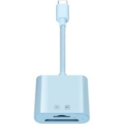 INF Lecteur de cartes Type-C double (SD+TF) - Lecteur USB-C haute vitesse 15M/s, ABS, compatible avec MacBook, iPad et Bleu
