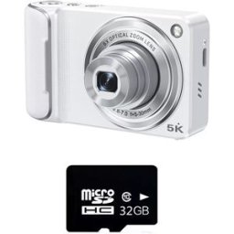 INF Appareil Photo Numérique Zoom Optique 6x avec Carte TF 32 Go - Mini Appareil Photo Selfie Haute Définition Blanc