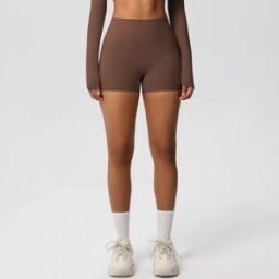 INF Lot de 2 shorts de yoga taille haute effet push-up pour femme, en nylon brossé double face, plusieurs couleurs XL café