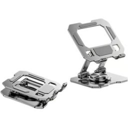 INF Support tablette rotatif 258 - Pliable 360° en acier au carbone avec pad silicone antidérapant, hauteur réglable, portable, Argent