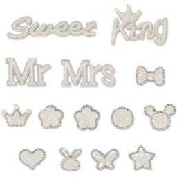 INF Charms pour chaussures perle et strass (14 pièces) – Coeur, Ours, Papillon en polyuréthane, compatible avec Crocs Classic