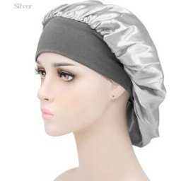 INF Lot de 2 bonnets de soin élastiques pour cheveux - Bonnet de nuit tendance, respirant et confortable Argent
