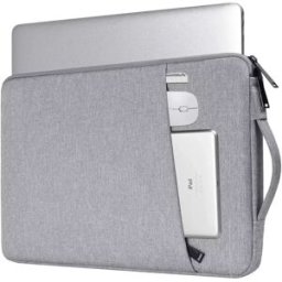 INF Sac d'ordinateur 14,1 / 15,4 pouces en toile, Sac ordinateur étanche Gris