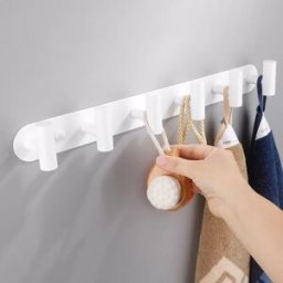 INF Porte-manteau mural en acier inoxydable - 6 crochets Blanc