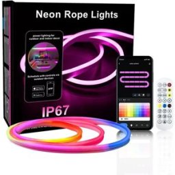 INF Ruban LED Néon Musical Bluetooth 2.4G 5M avec Clips - Éclairage RGBIC Flexible