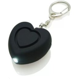 INF Alarme de sécurité personnelle en forme de cœur avec lumière LED - Alarme porte-clés d'urgence 125dB Le noir