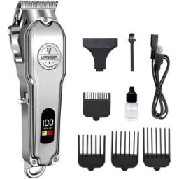 INF Tondeuse Professionnelle pour Animaux de Compagnie avec Lame en Céramique et Écran LCD Argent