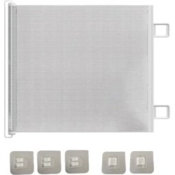 INF Barrière rétractable automatique pour animaux - Barrière filet blanche pour chat, barrière anti-saut et bloqueur de porte L
