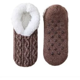 INF Chaussettes d'intérieur douillettes doublées en polaire antidérapantes - Taille unique café