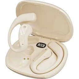 INF Écouteurs de sport Bluetooth à affichage numérique et crochet d'oreille avec traduction IA Beige