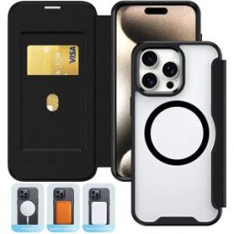 INF Étui Portefeuille Magnétique Noir Compatible avec iPhone 17 - Housse à Rabat en Cuir PU avec Fentes pour Cartes et Blocage